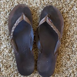 Rainbow Leather Braided Flipflops